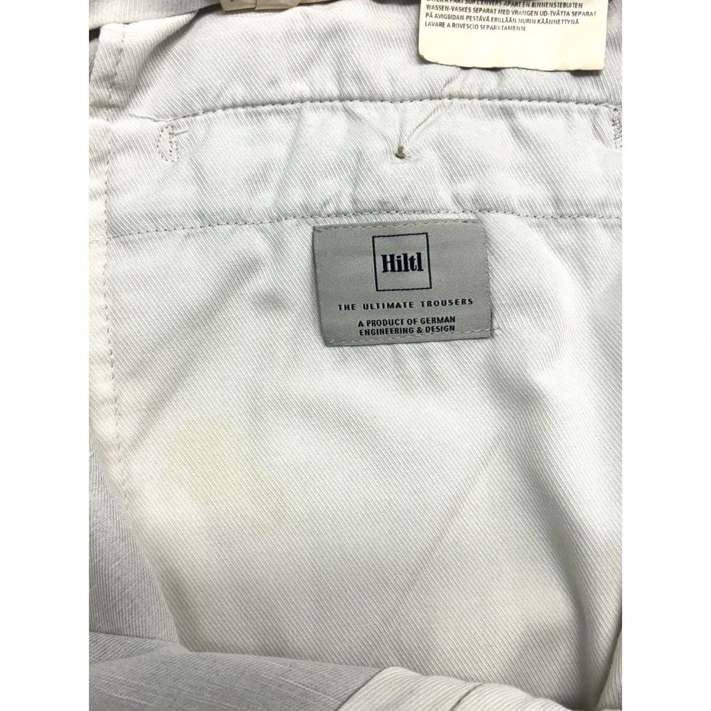 Hiltl 36x30 Beige Linen Cotton Washed Trousers Dress Pants Flat Front Cuffed